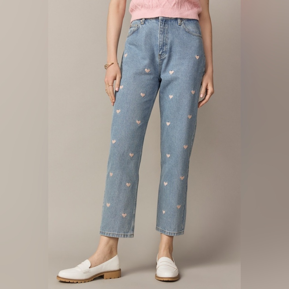 (NWOT) Harper Heritage Heart Embroidered Jeans - Francesca's